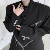 Men's Padded Zipper Blazer